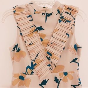 Cream Floral Print Tea Dress / US 4